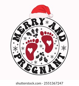 Merry and Pregnant Christmas T shirt Design