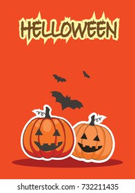 Merry pumpkins to Halloween, poster to party, vector illustration