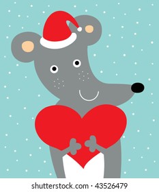 merry rat with love in christmas