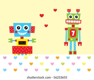 merry robot couple doodle