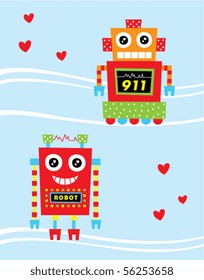 merry robot couple doodle