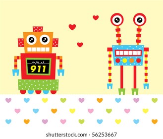 merry robot couple doodle