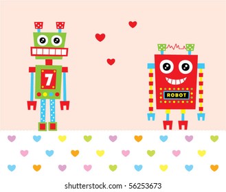 merry robot couple doodle