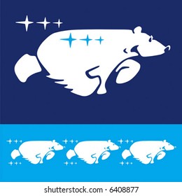 Merry running bear. Simple vector.