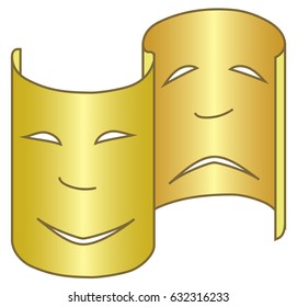 Merry and sad masks, are united together.