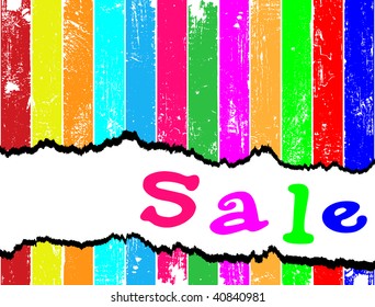 Merry sales template. Tag sale on a multicolored plank