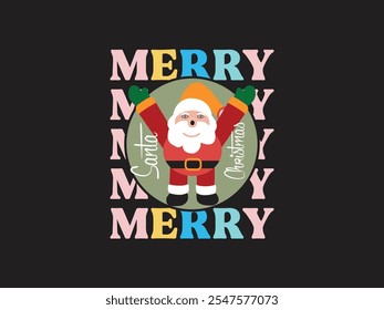 Merry Santa Christmas Decorative Vector T shirt Design