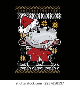 Merry Santa Claus with  black background