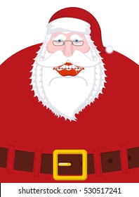 Merry Santa Claus nicker and belt. Broad smile. large mouth. Merry Christmas old man. Xmas design template. Illustration for new year
