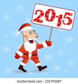merry Santa claus with numbers 2015,vector illustration