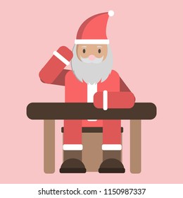 Merry Santa Claus. Smiling cartoon old man in clauses suit telling Christmas holiday story vector illustration