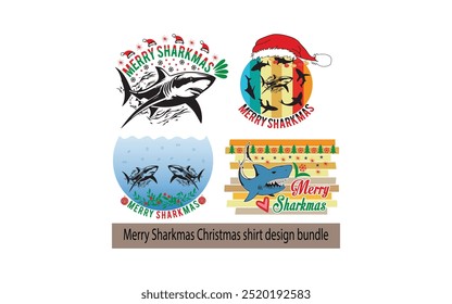  Merry Sharkmas Christmas shirt design vector