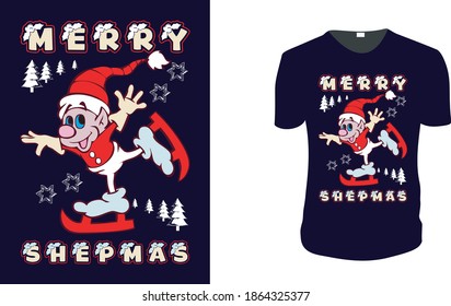 Merry Shepmas T-shirt. Christmas Gift Idea, Christmas Vector graphic for t shirt, Vector graphic, Christmas Holidays, motivation, family vacation, reunion.