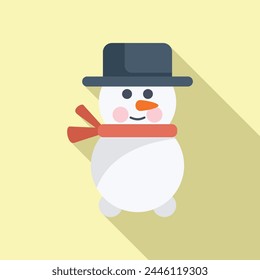 Merry snowman icon flat vector. Emotion cute figure. Happy New Year