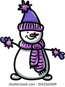 Merry snowman rejoices at Christmas