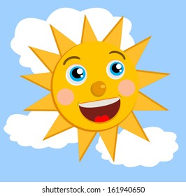 a merry sun on blue sky, vectorial illustration