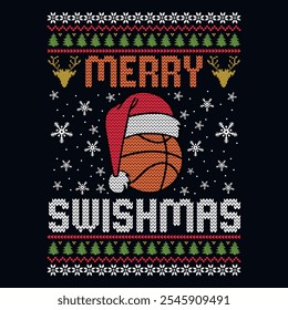 Merry Swishmas - Ugly Christmas sweater designs - vector Graphic