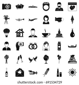 Merry wedding icons set. Simple style of 36 merry wedding vector icons for web isolated on white background