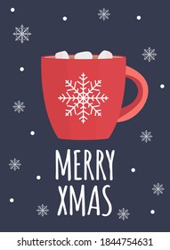 Merry Xmas background with Hot chocolate. Vector Illustration EPS10