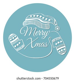 Merry Xmas banner or sticker. Vector illustration.