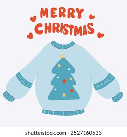 merry xmas card with pullover