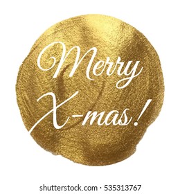 Merry X-Mas Christmas Golden Circle Vector illustration isolated on glitter colored background