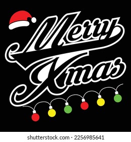 Merry Xmas, Merry Christmas shirts Print Template, Xmas Ugly Snow Santa Clouse New Year Holiday Candy Santa Hat vector illustration for Christmas hand lettered