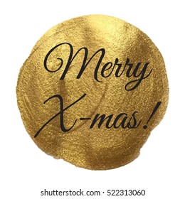 Merry X-Mas Golden Circle Vector illustration isolated on glitter colored background white text