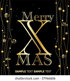 Merry Xmas! Golden Vector Design.
