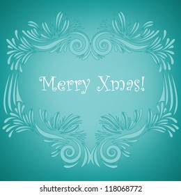 Merry Xmas greeting card on turquoise