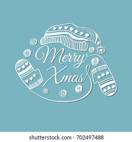 Merry Xmas greeting card. Vector illustration.