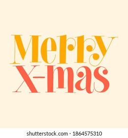 Merry x-mas hand-drawn lettering quote for Christmas time. Text for social media, print, t-shirt, card, poster, promotional gift, landing page, web design elements. Vector illustration