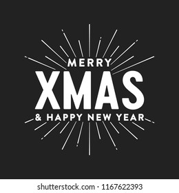 Merry X-Mas and Happy New Year Vector Typography Text for greeting cards, holiday cards, social media, posters, flyers, marketing, advertisements