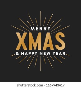 Merry X-Mas and Happy New Year Vector Typography Text for greeting cards, holiday cards, social media, posters, flyers, marketing, advertisements