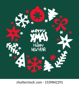 Merry Xmas and Happy New year greeting card 