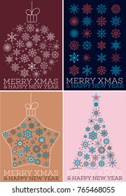 Merry xmas and happy new year cards set