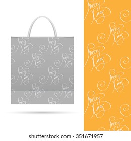 Merry Xmas. Holiday pattern over paper package.  Seamless pattern. Vector EPS File contains seamless patterns under clipping mask and in swatches.