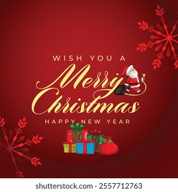 merry xmas and new eve red background with jingle design 