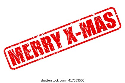 MERRY X-MAS red stamp text on white