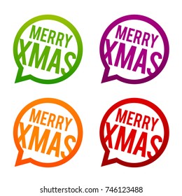 Merry Xmas round Buttons. Circle Eps10 Vector.