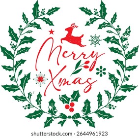 MERRY XMAS TYPHOGRAPHY T-SHIRT DESIGN