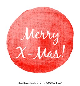 Merry X-Mas Vector illustration isolated watercolor on red watercolor background
