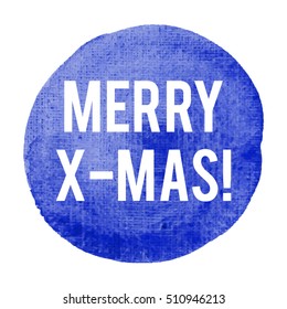 Merry X-Mas Vector illustration isolated watercolor on blue watercolor background