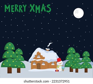 Merry Xmas vector illustration poster