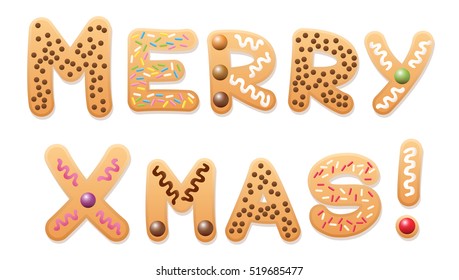MERRY XMAS - written with christmas cookies.