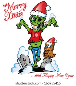   merry  xmas zombie cartoon