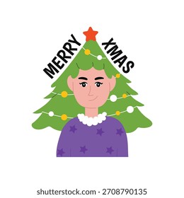 Ilustración de pegatina de Vector Feliz Xmax.