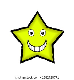 Merry yellow star icon. Vector drawing. Isolated object on a white background. Isolate.