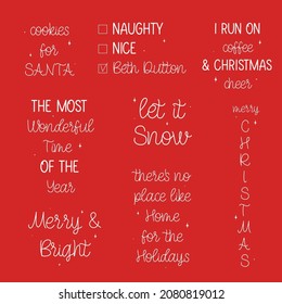 MerryChristmas and New Year lettering composition and phraces for festive design and gifts