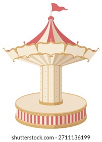 Merry-go-round at amusement parks and circuses. Vector illustration
